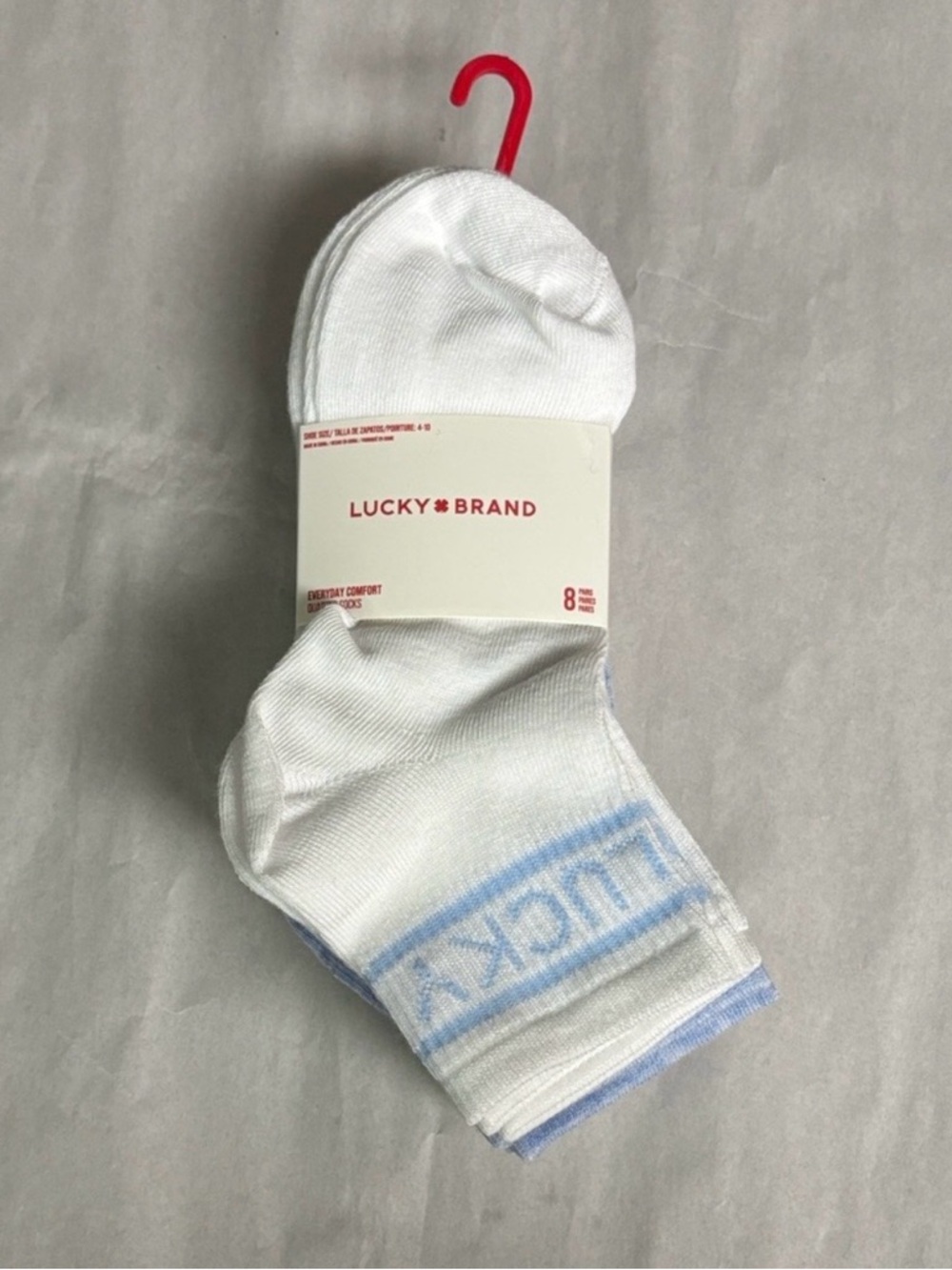 New Lucky Brand Socks Women’s 8 Pair Blue & White Comfort Quarter Activewear